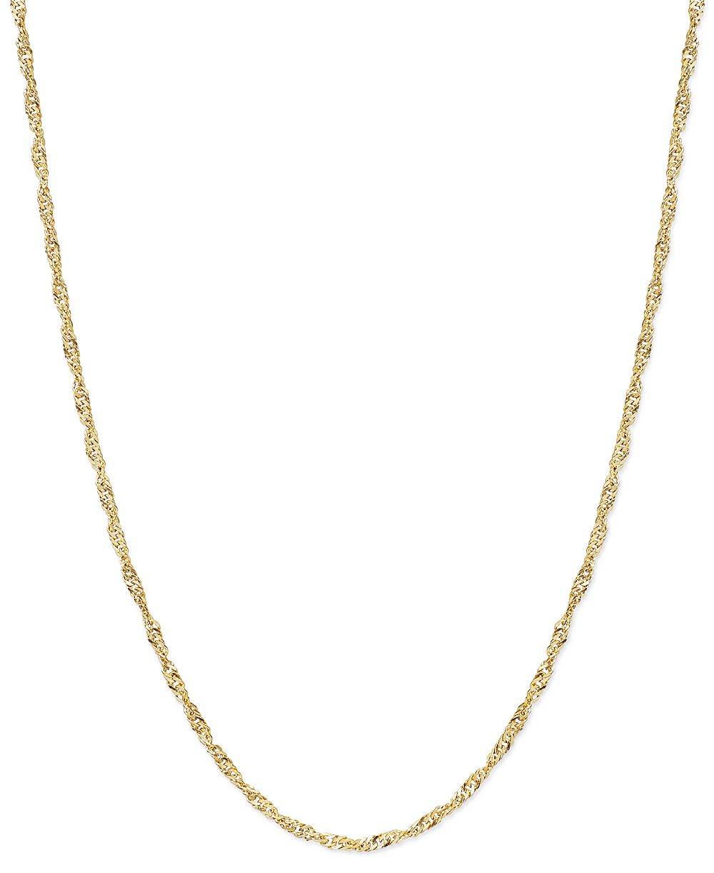 Золотое ожерелье 14k Gold Singapore Chain, 18" (1-1/2mm)