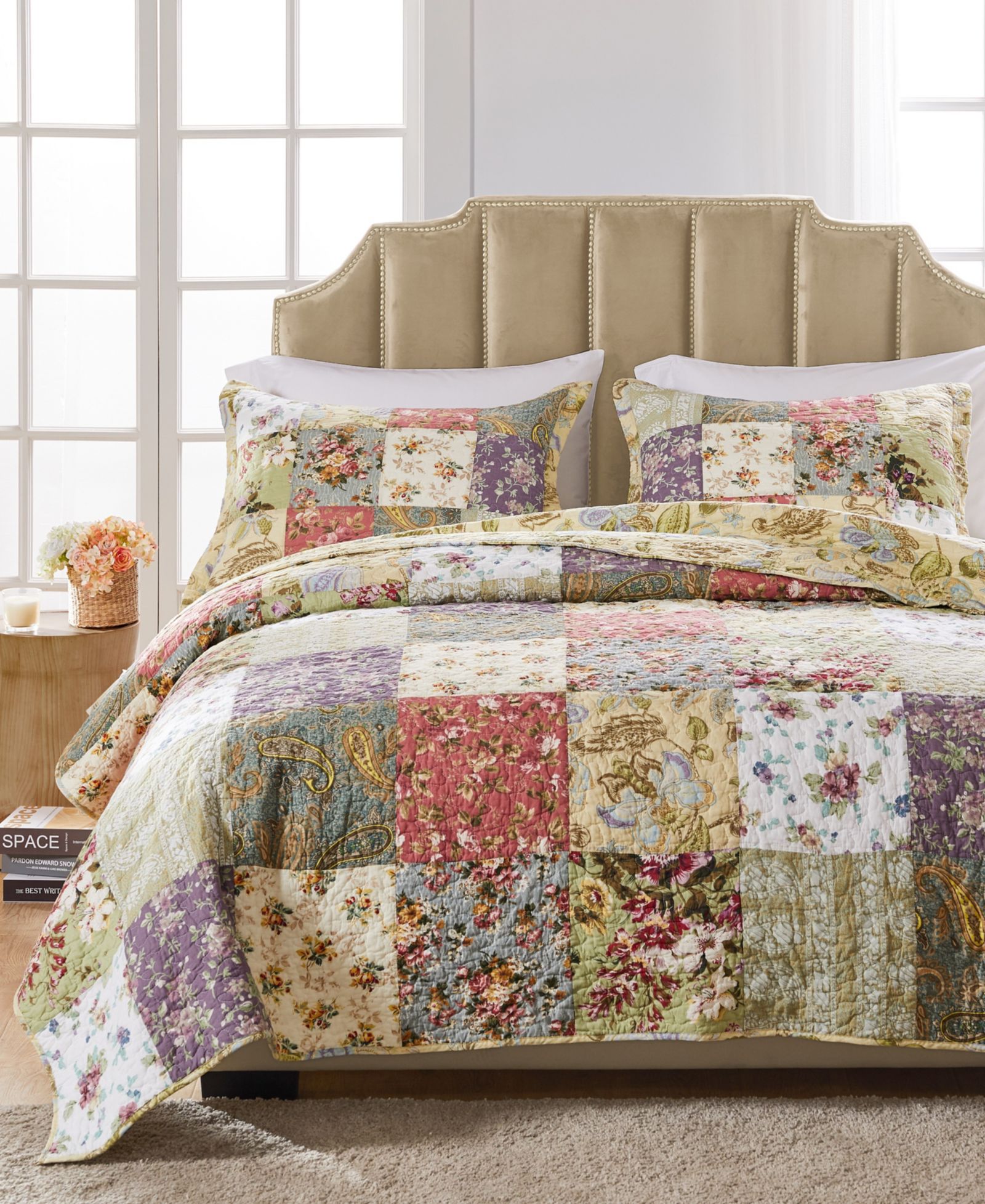 Greenland Home Fashions Blooming Prairie 3-Pc. Quilt Set, Full/Queen