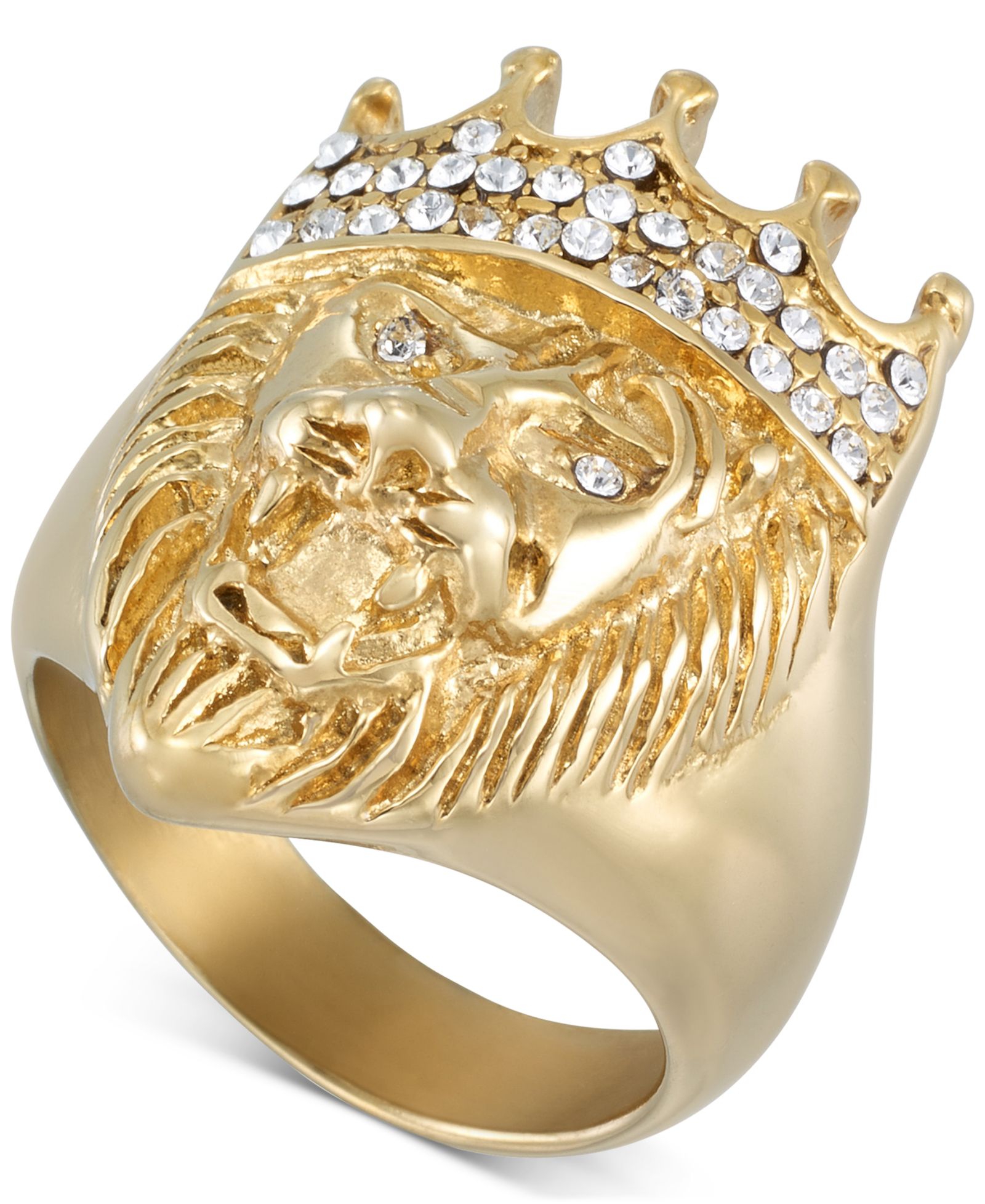 Кольцо LEGACY for MEN by Simone I. Smith Crystal Lion в Gold-Tone Stainless Steel