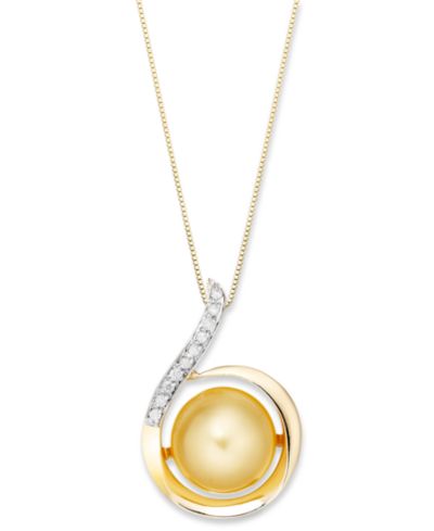 Подвеска-кулон 14k Gold Swirl из перламутра South Sea и бриллиантов