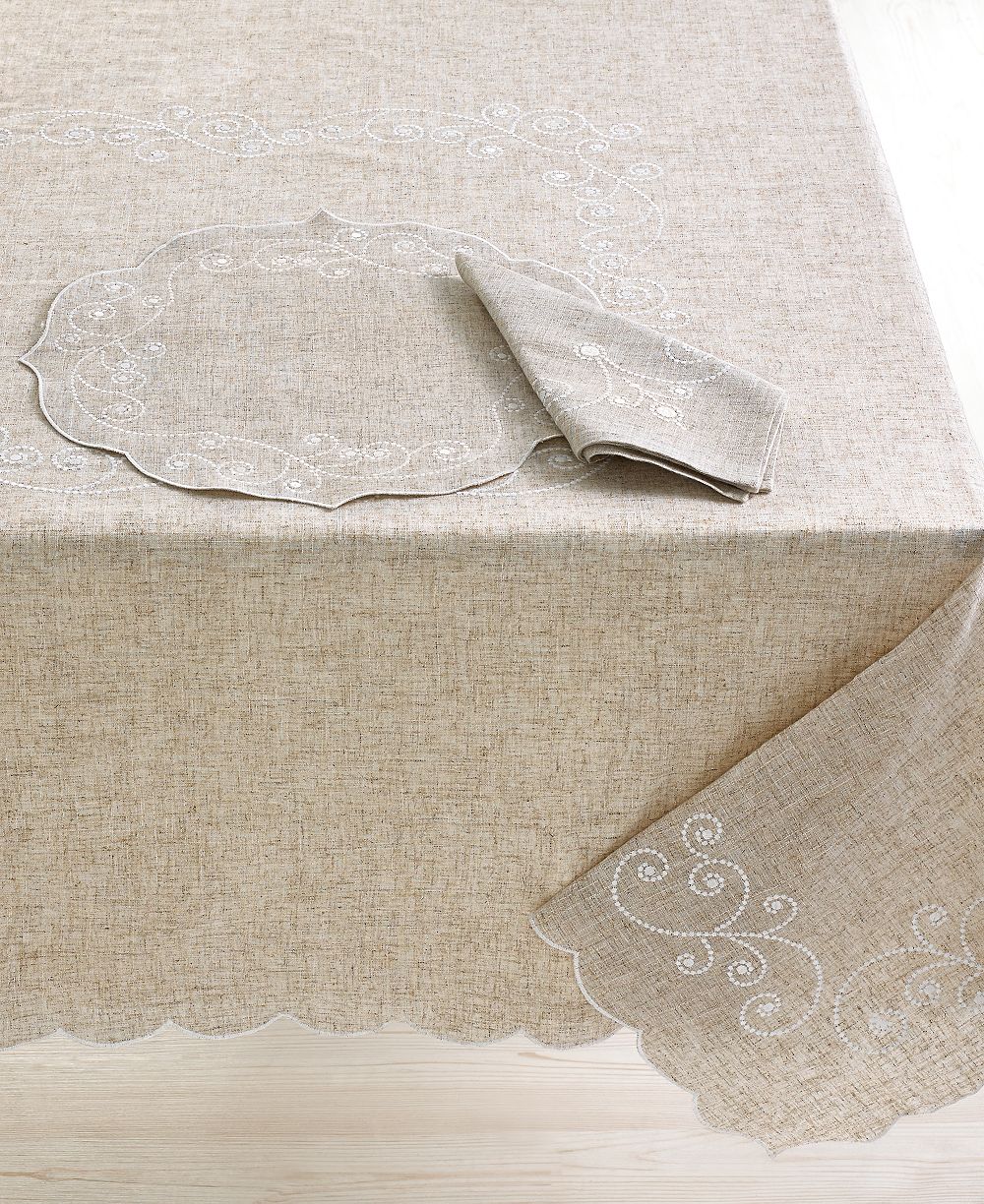 Lenox French Perle Embroidered Tablecloth, 60" x 120"