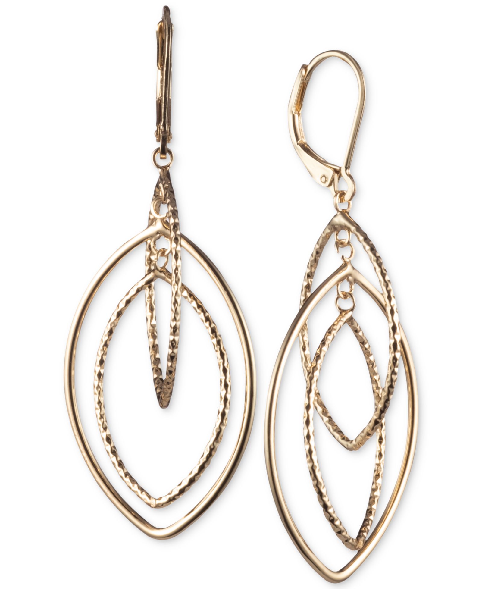 Серьги-подвески Anne Klein с текстурированным золотистым покрытием