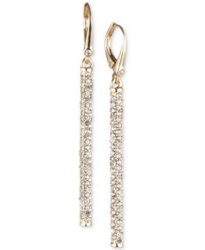 DKNY золотистые линейные серьги-подвески Micropavé