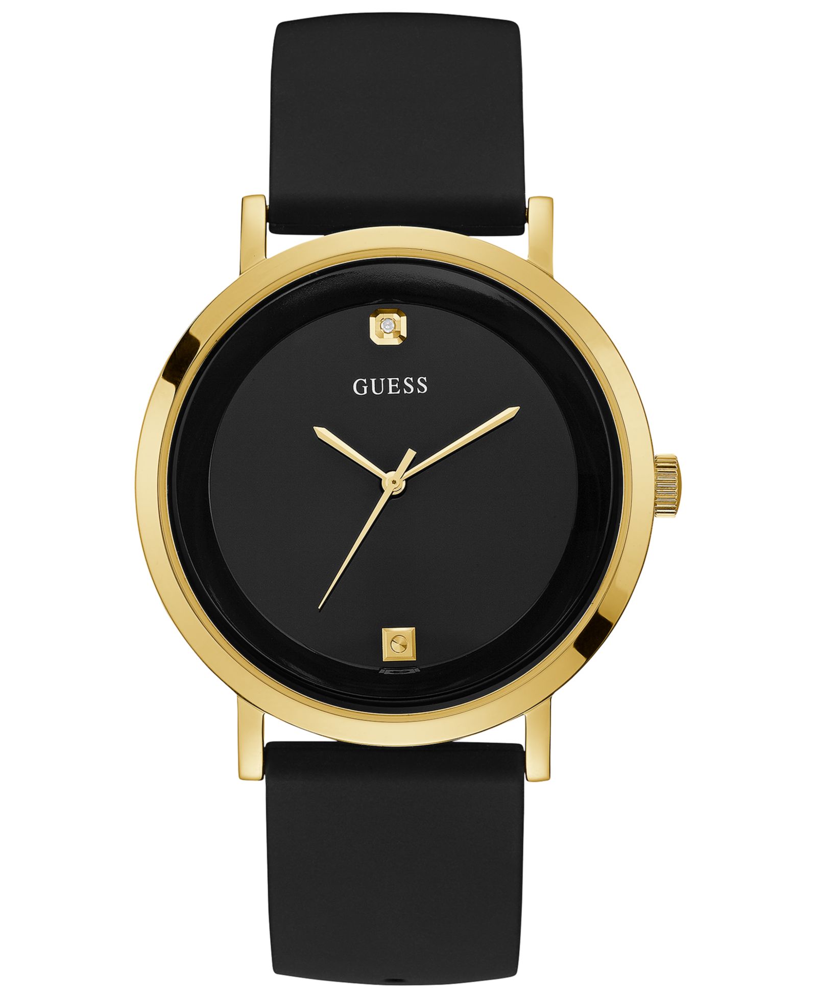 Мужские часы GUESS Supernova Diamond-Accent Black Silicone Strap 44mm
