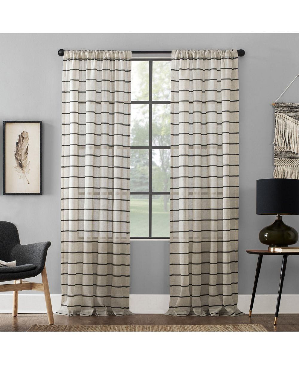 Прозрачная занавеска Clean Window Twill Stripe из смесового льна, антипылевая