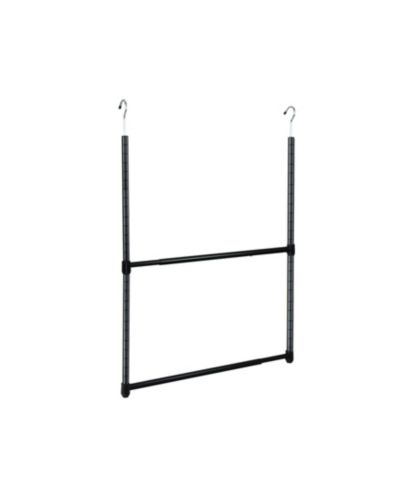 Oceanstar 2-Tier Portable Adjustable Closet Hanger Rod, Black