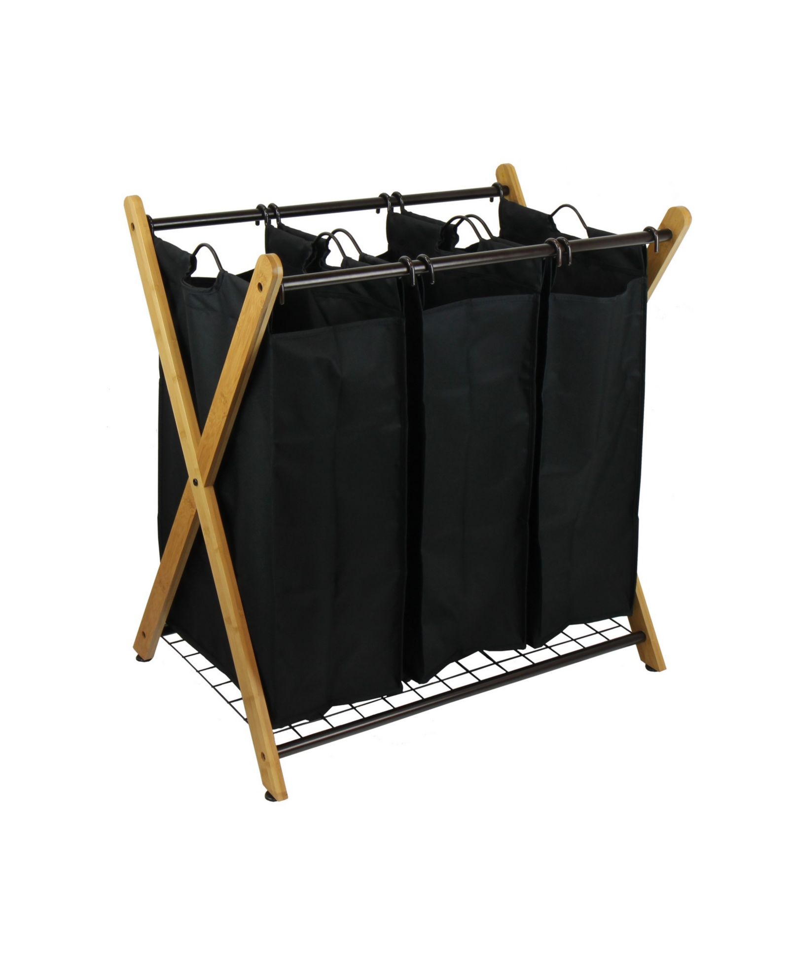 Сортировщик для белья Oceanstar X-Frame из бамбука, черный