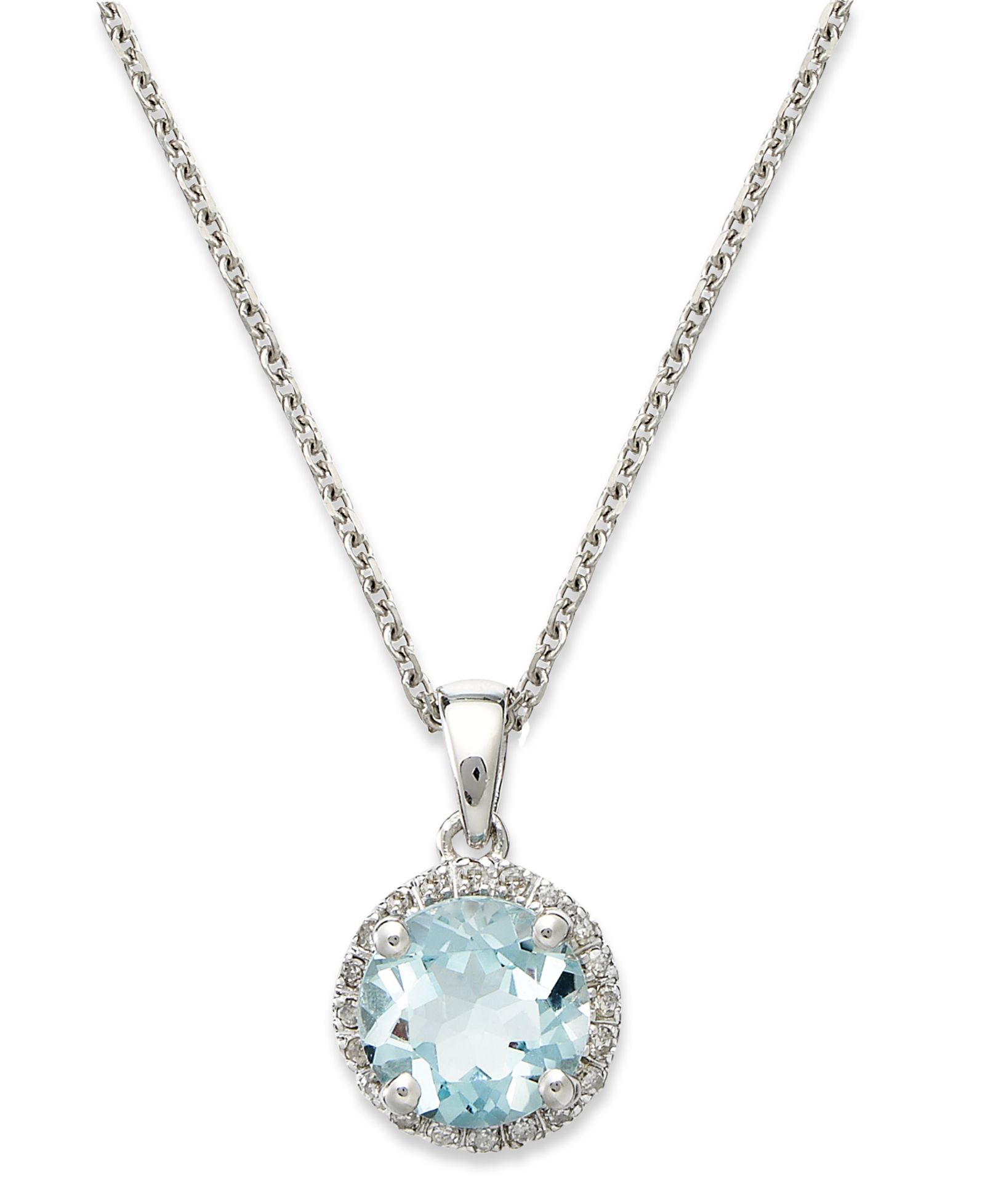 Ожерелье Macy's из белого золота 14k с акцентами из Aquamarine и Diamond