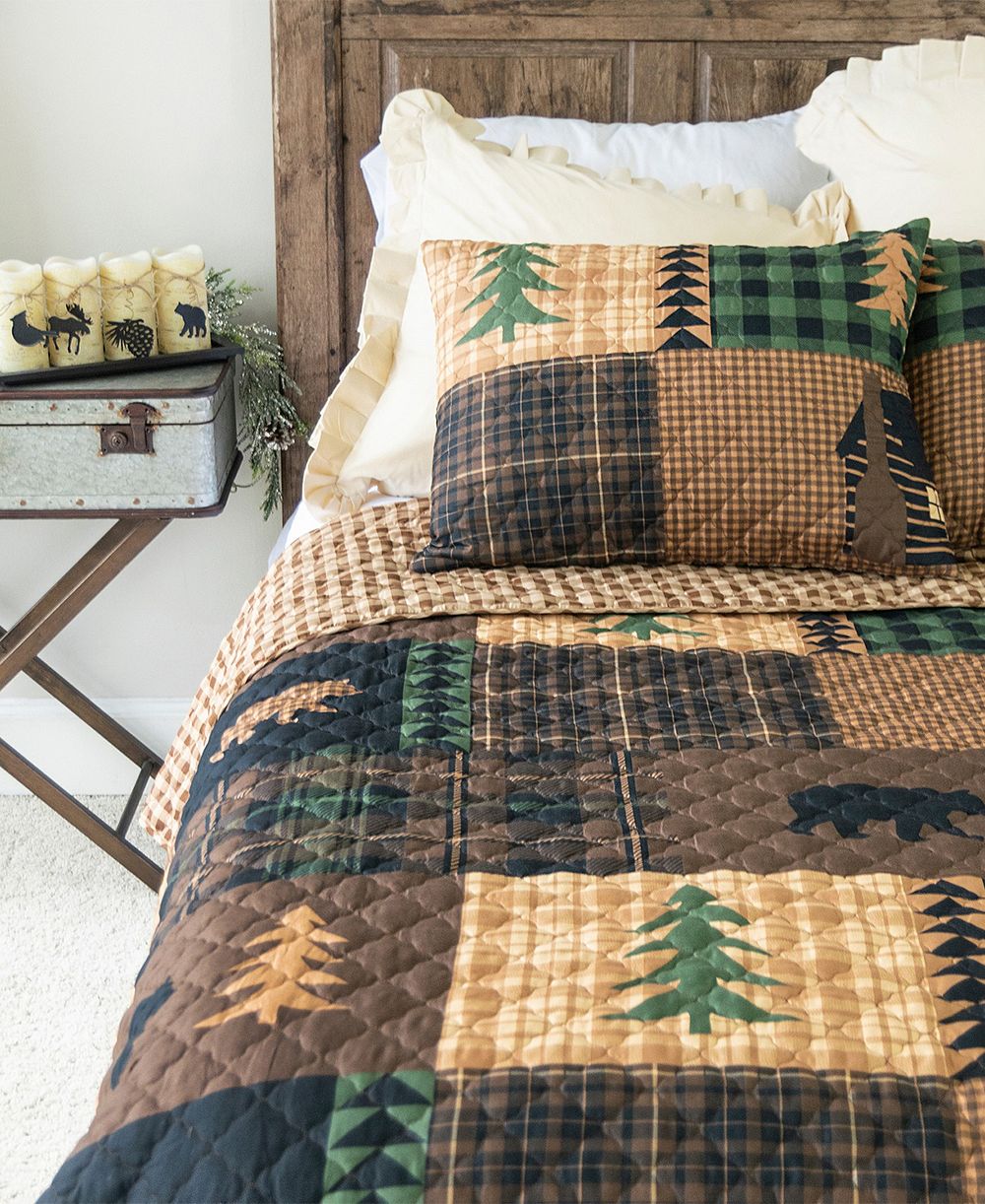 American Heritage Brown Bear Cabin 3-Pc. Quilt Set, King