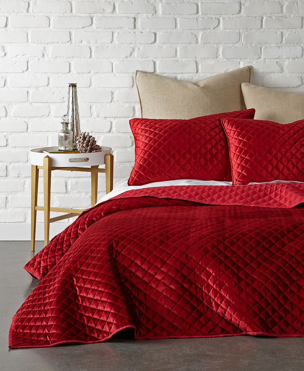 Levtex Home Red Velvet Quilted Diamond 3-Pc. Quilt Set, King