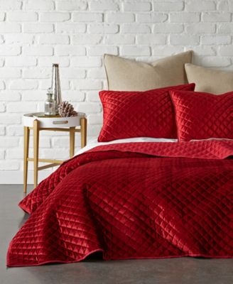 Комплект из 3 предметов Levtex Home Red Velvet Quilted Diamond 3-Pc. Quilt Set, King