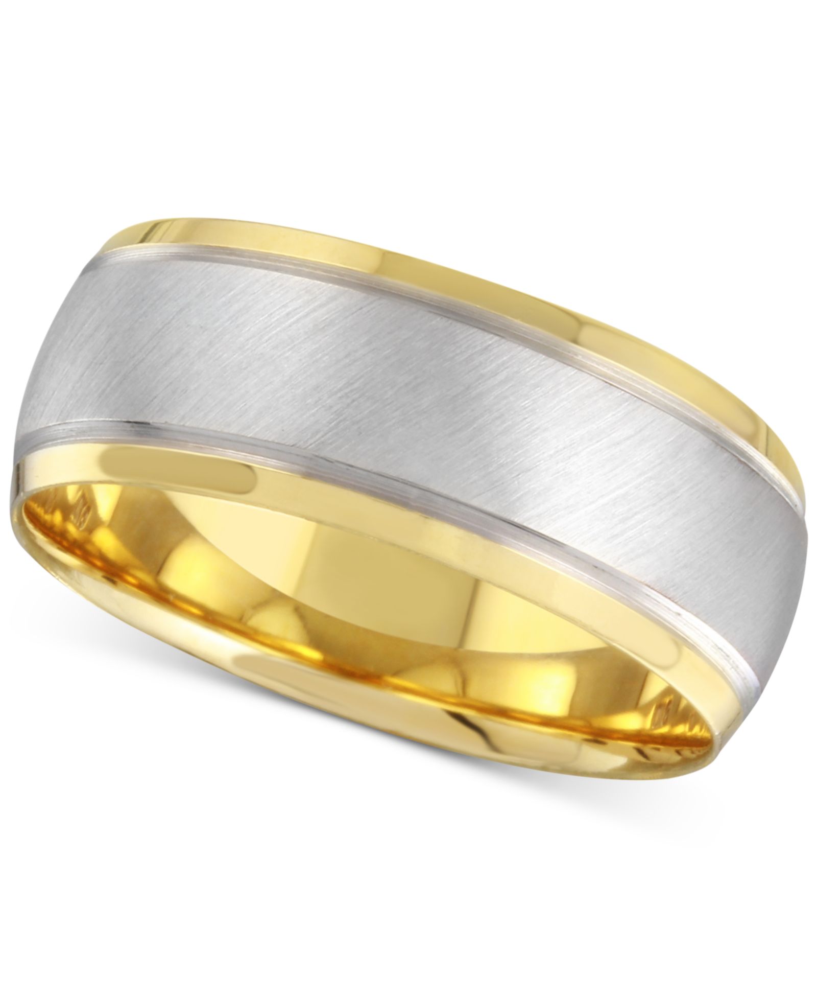 Мужское двухцветное кольцо из 14k Gold и White Gold, матовое и полированное