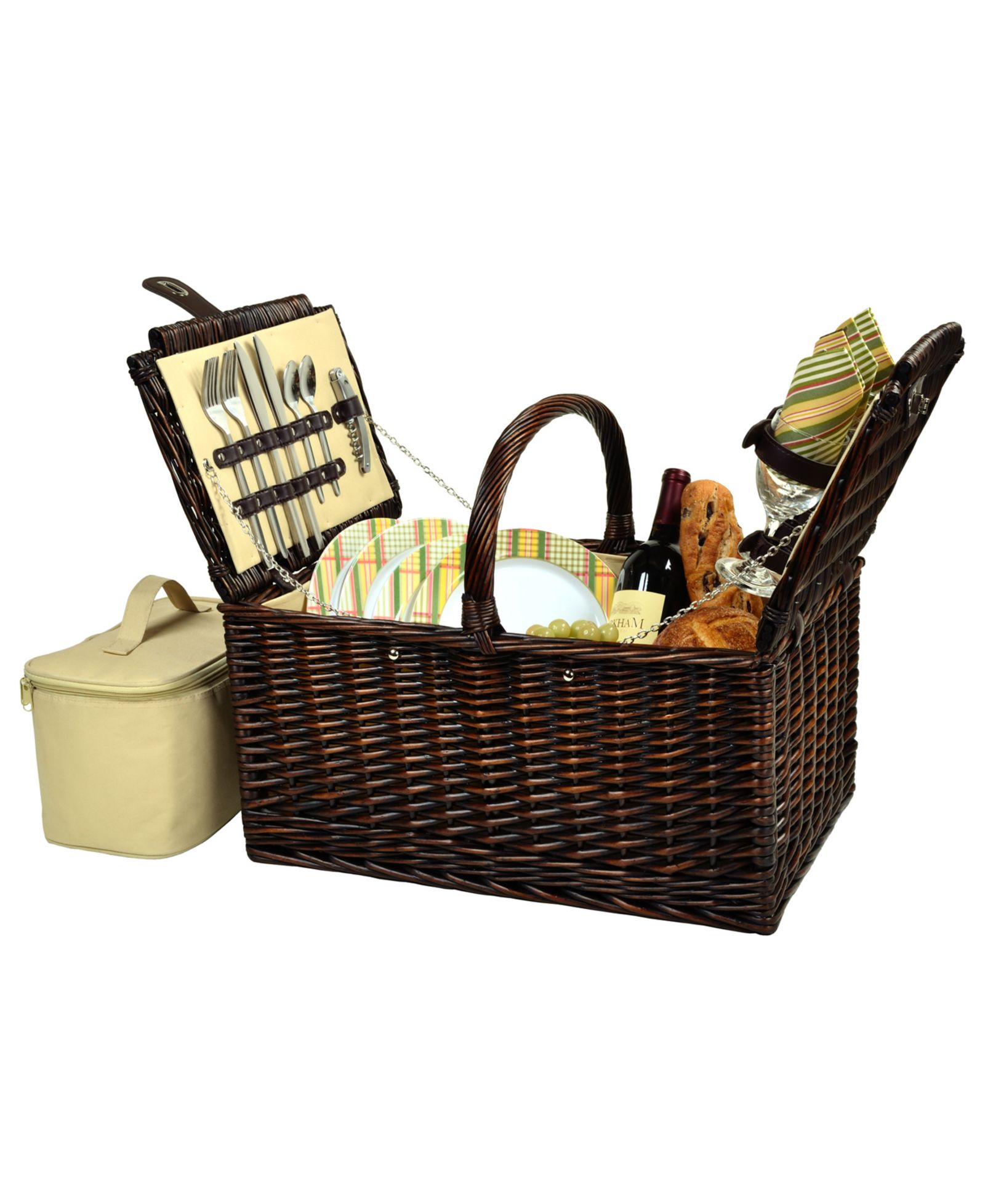 Корзина для пикника Picnic at Ascot Buckingham Willow с сервировкой на 4 персоны