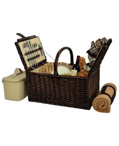 Корзина для пикника Picnic at Ascot Buckingham Willow с пледом на 4 персоны