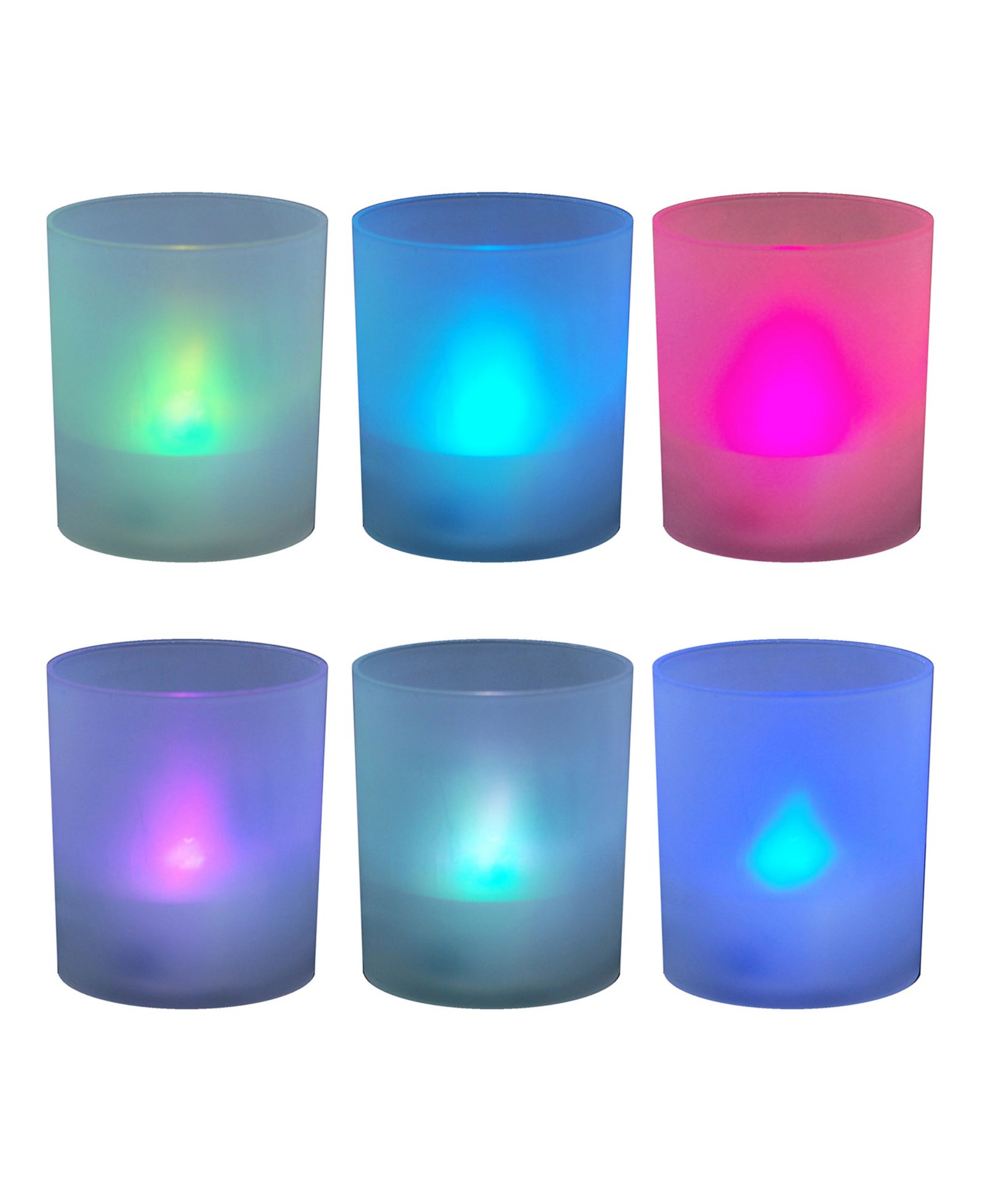 Набор из 6 светодиодных LED свечей Lumabase с эффектом мерцания и сменой цвета в матовых подсвечниках