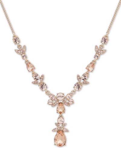 Givenchy Gold-Tone Crystal Lariat Necklace, 16" + 3" extender