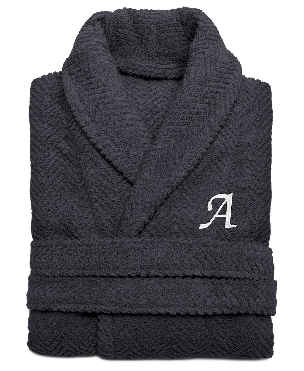 Linum Home 100% Turkish Cotton Personalized Unisex Herringbone Bath Robe
