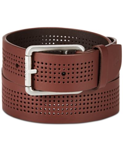 Lacoste Men's Leather Metal Buckle Belt