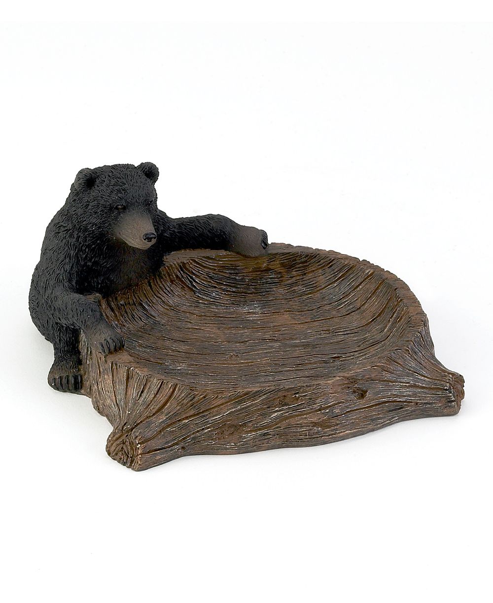 Avanti Black Playful Bears Lodge Resin Soap Dish