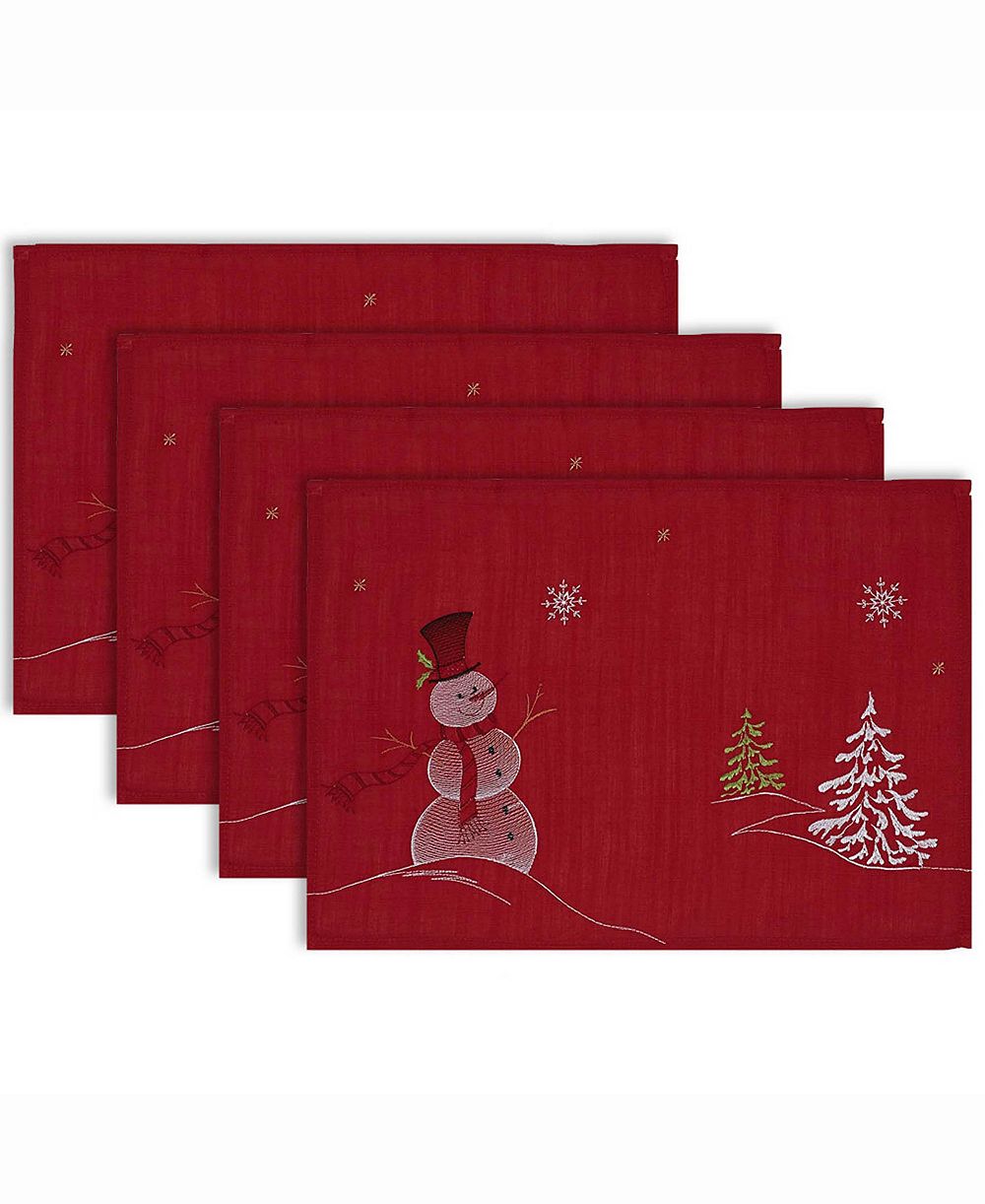 Design Imports Набор из 4 подстановочных салфеток с вышивкой Snowman