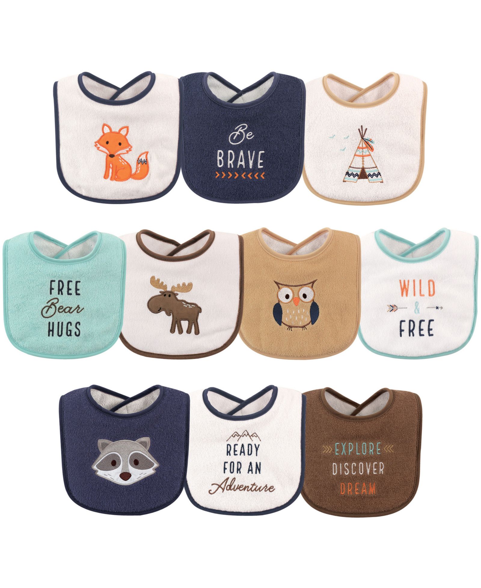 Hudson Baby Boys Soft Cotton Terry Bibs with Inner Fiber Padding
