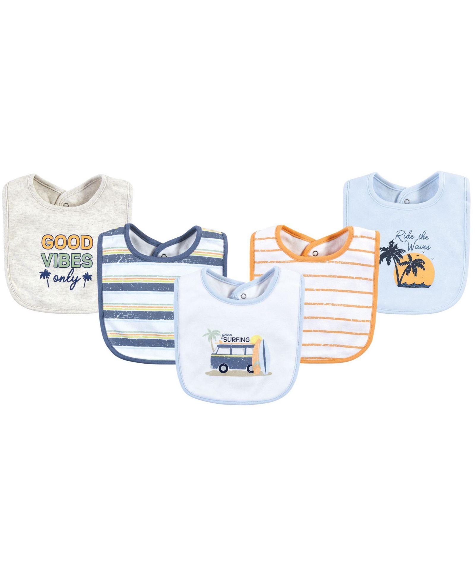Hudson Baby Boys 5Pk of Soft Interlock Baby Bibs