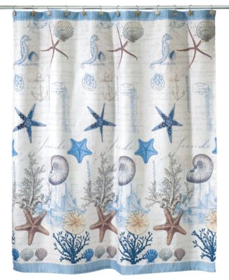Штора для душа Avanti Antigua с принтом Starfish & Seashells, 72" x 72"