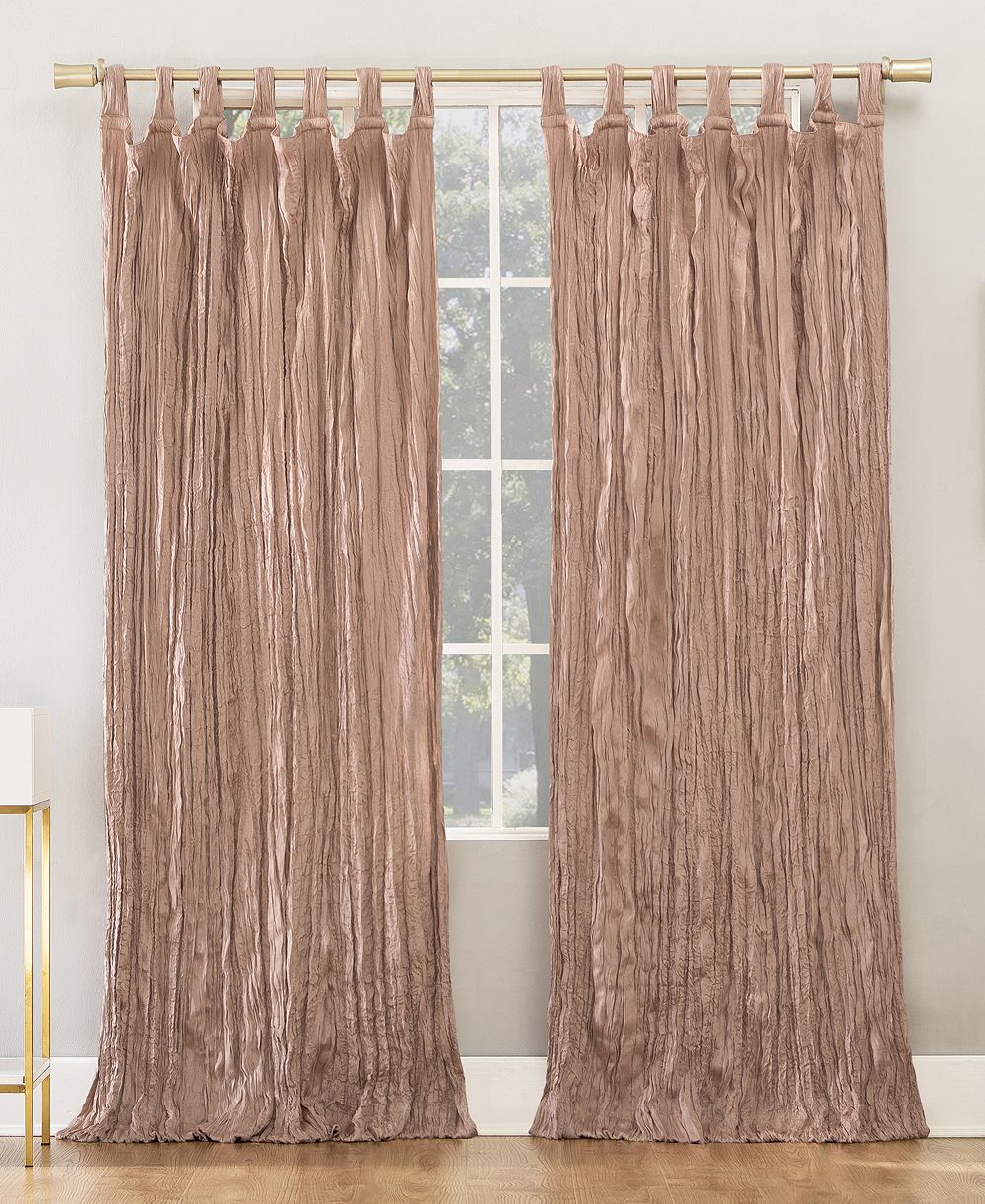 No. 918 Odelia Distressed Velvet Semi-Sheer Tab Top Curtain Panel