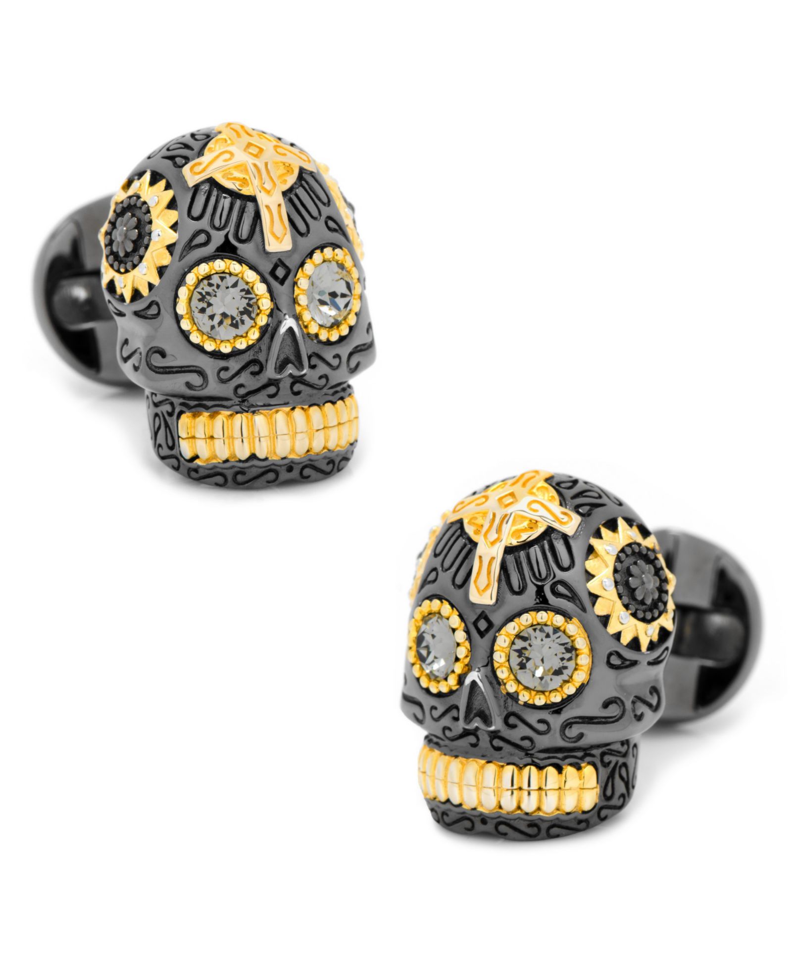 Cufflinks Inc. запонки с черепом в стиле Дня мертвых из позолоченного серебра