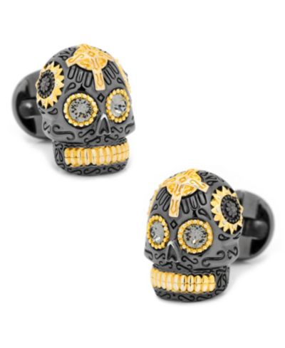 Cufflinks Inc. запонки с черепом в стиле Дня мертвых из позолоченного серебра