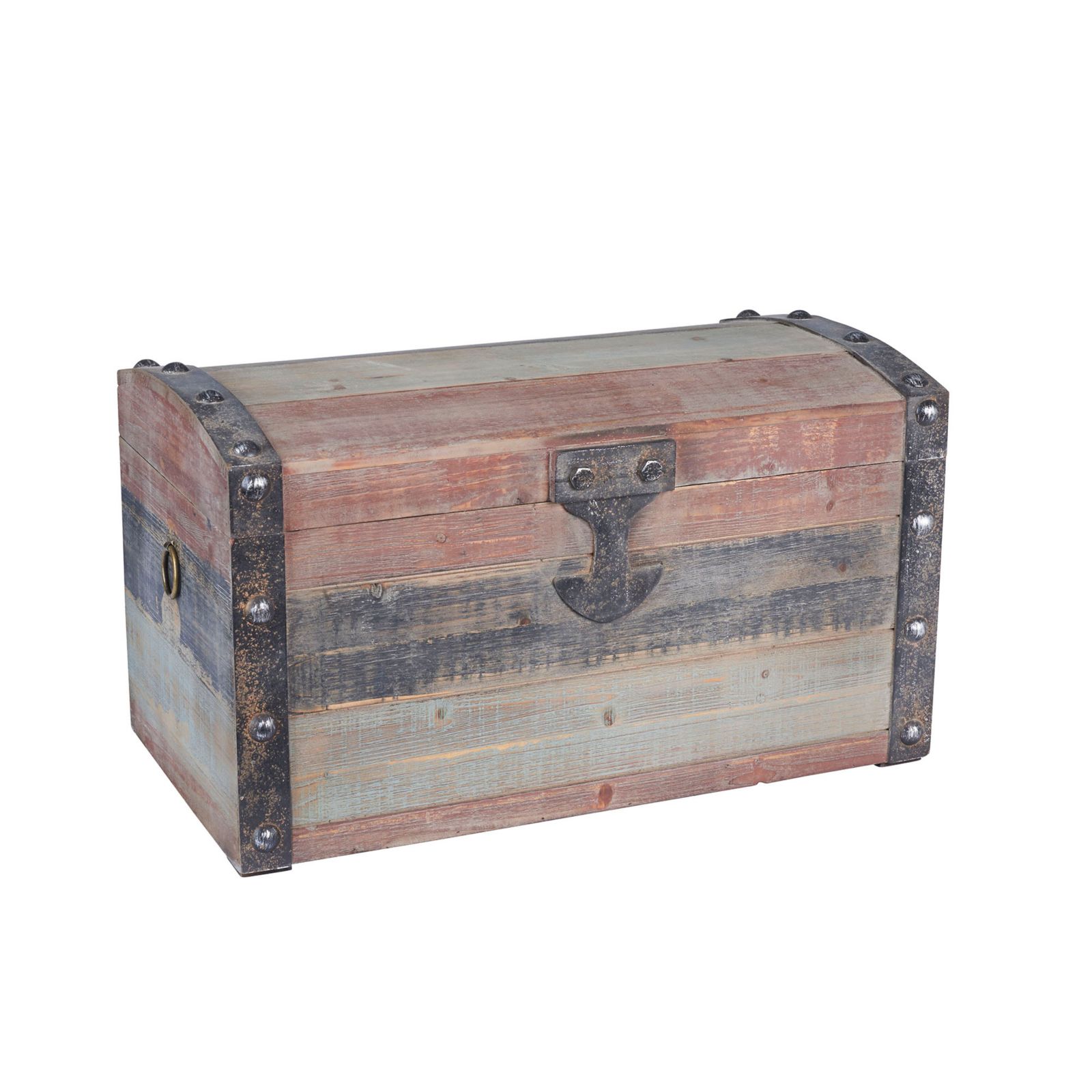 Household Essentials Small Weathered Wooden Storage Trunk