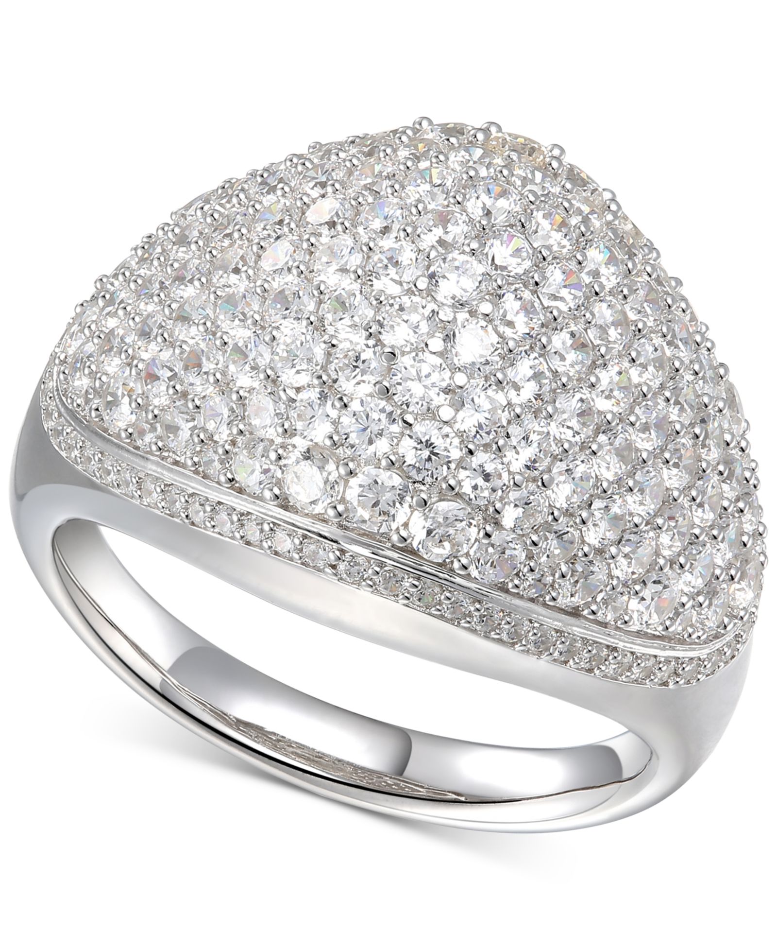 Cubic Zirconia Pavé Dome Ring in Sterling Silver