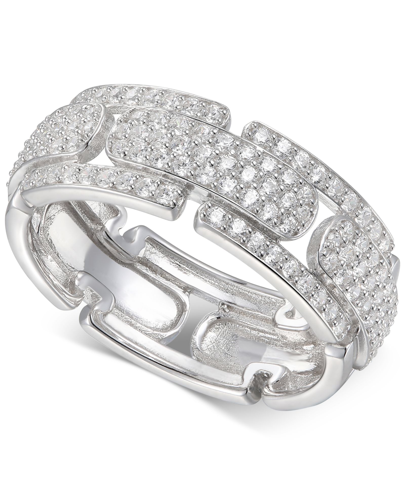 Cubic Zirconia (1-1/3 cttw) Pavé Band in Sterling Silver