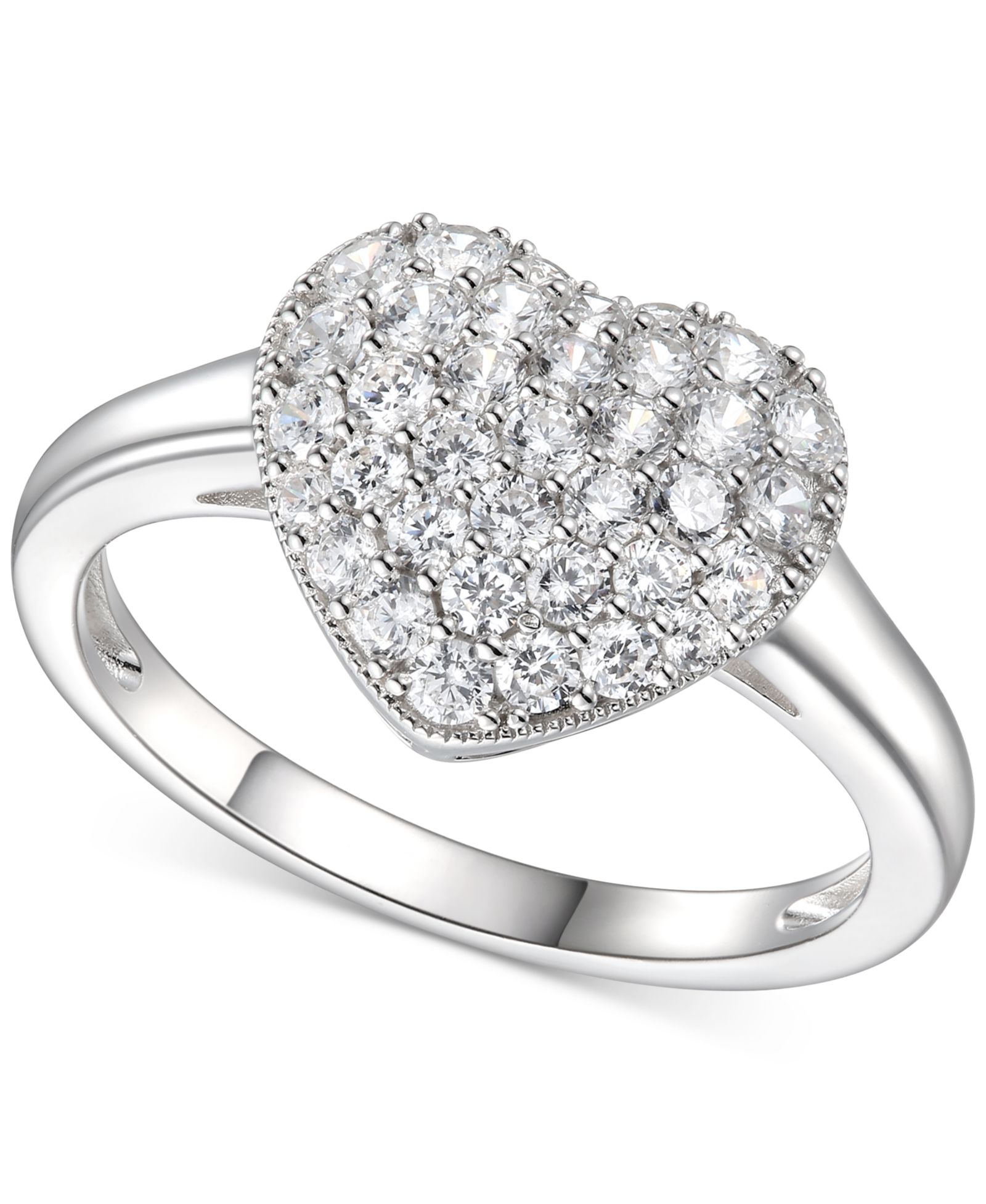 Macy's Кольцо с CZ (1-1/2 c.t. t.w.) Pave Heart из Sterling Silver