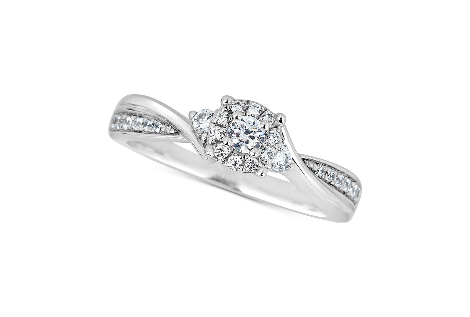 Помолвочное кольцо с бриллиантовым кластером (1/3 ct. t.w.) в белом золоте 14k