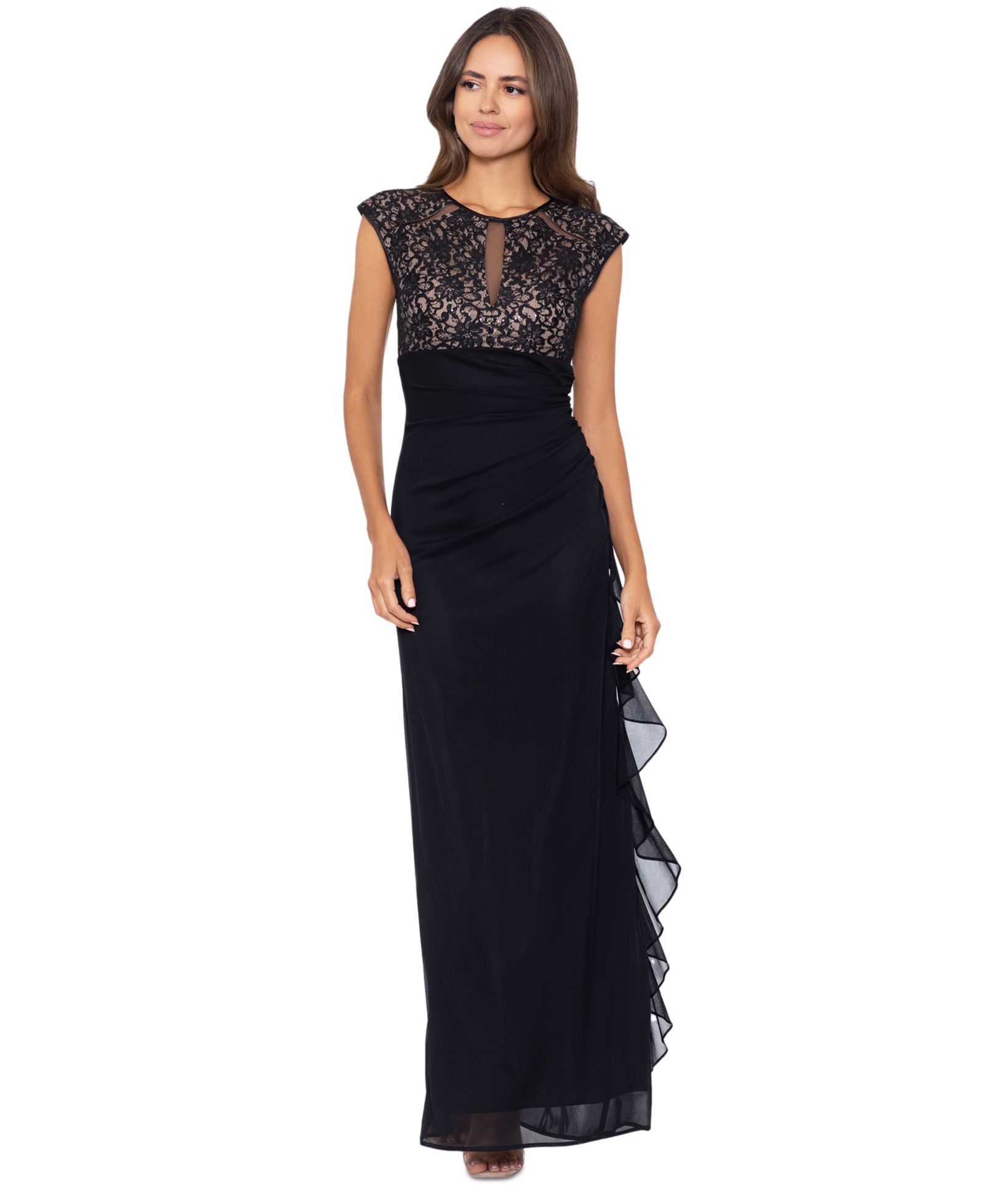 Betsy & Adam Women'sCut-Out Lace Combo Gown