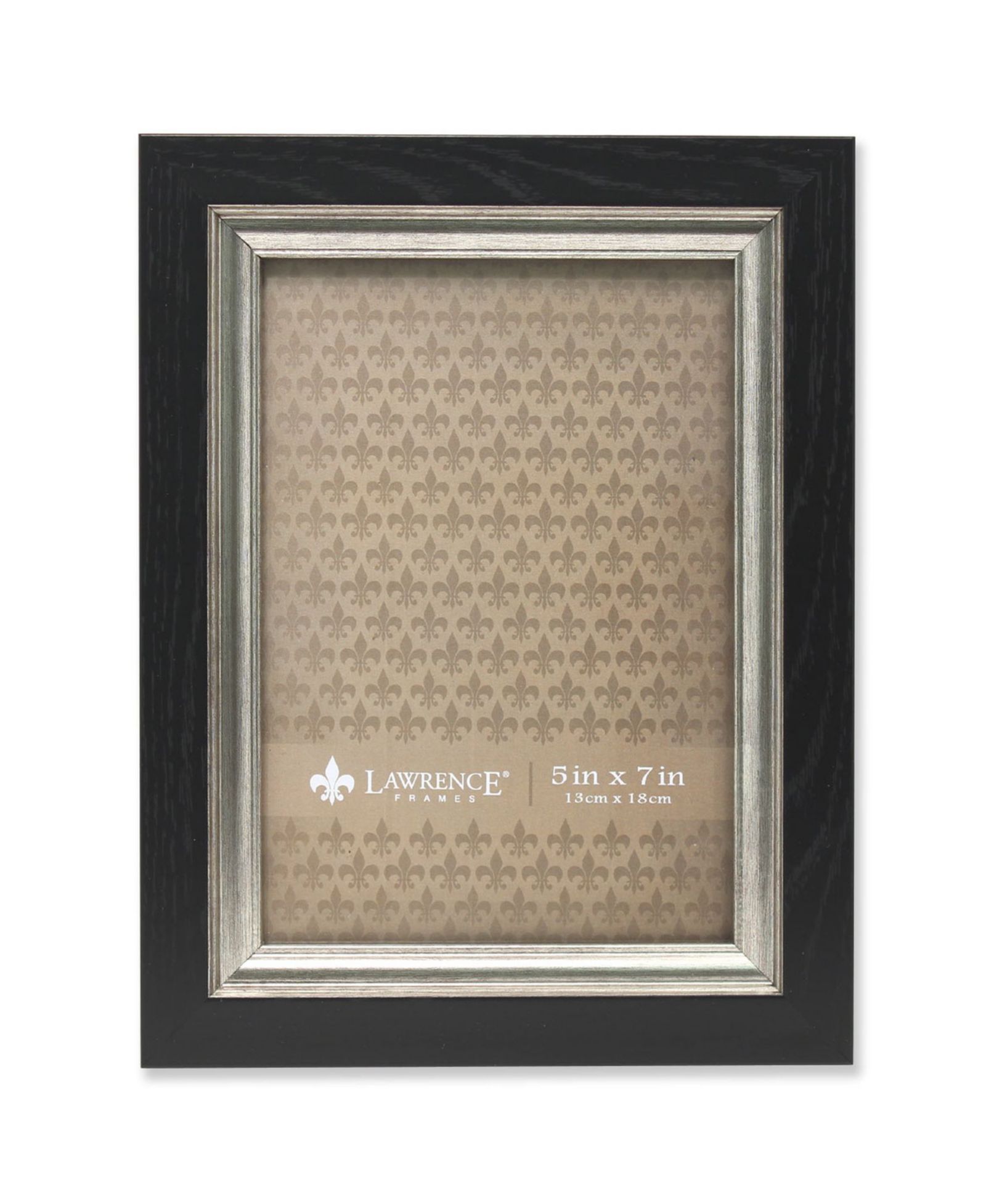 Lawrence Frames рамка для фото черная с серебристой внутренней частью 5" x 7"