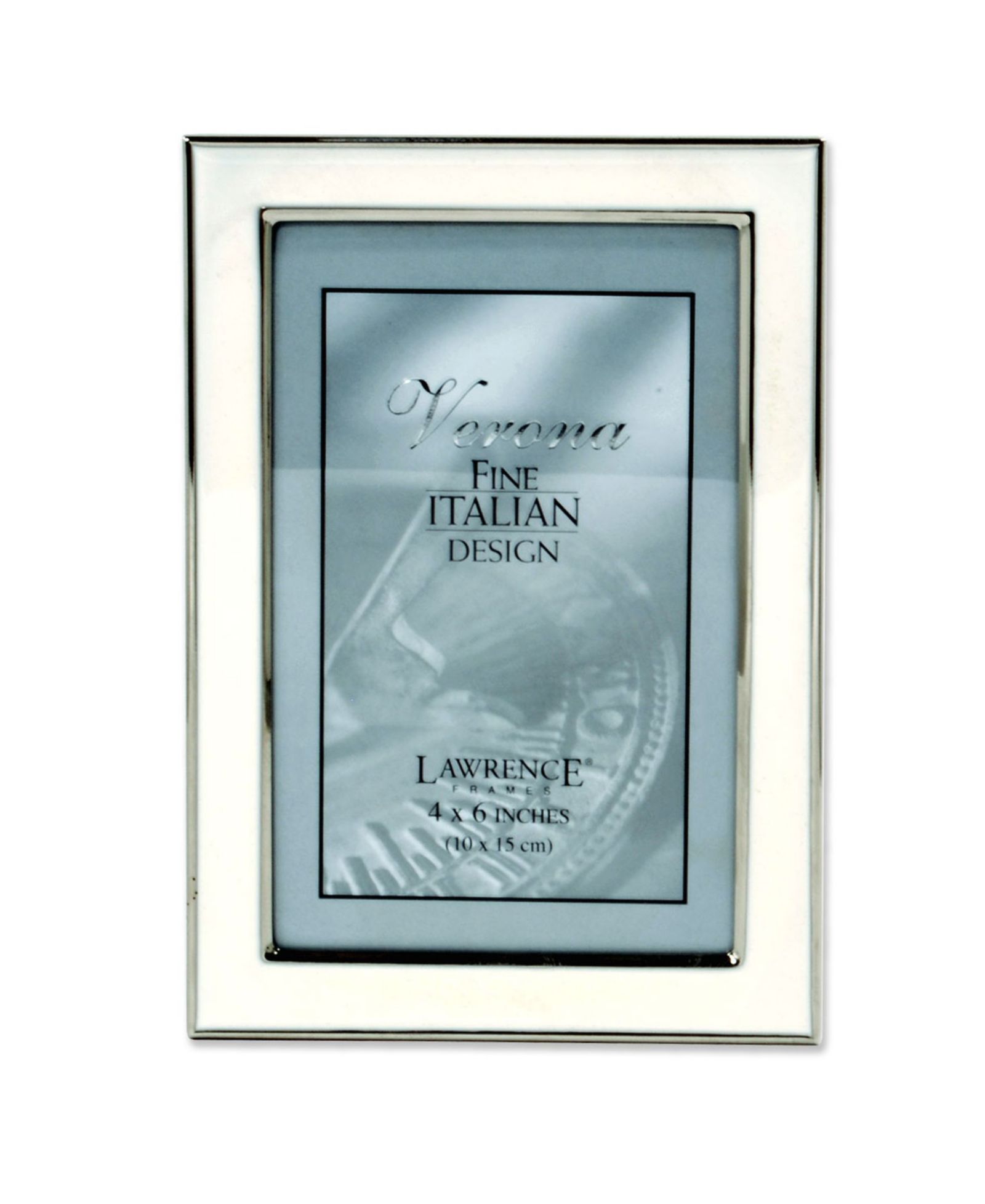 Металлическая фоторамка Lawrence Frames с серебряным покрытием и белой эмалью, 4" x 6"