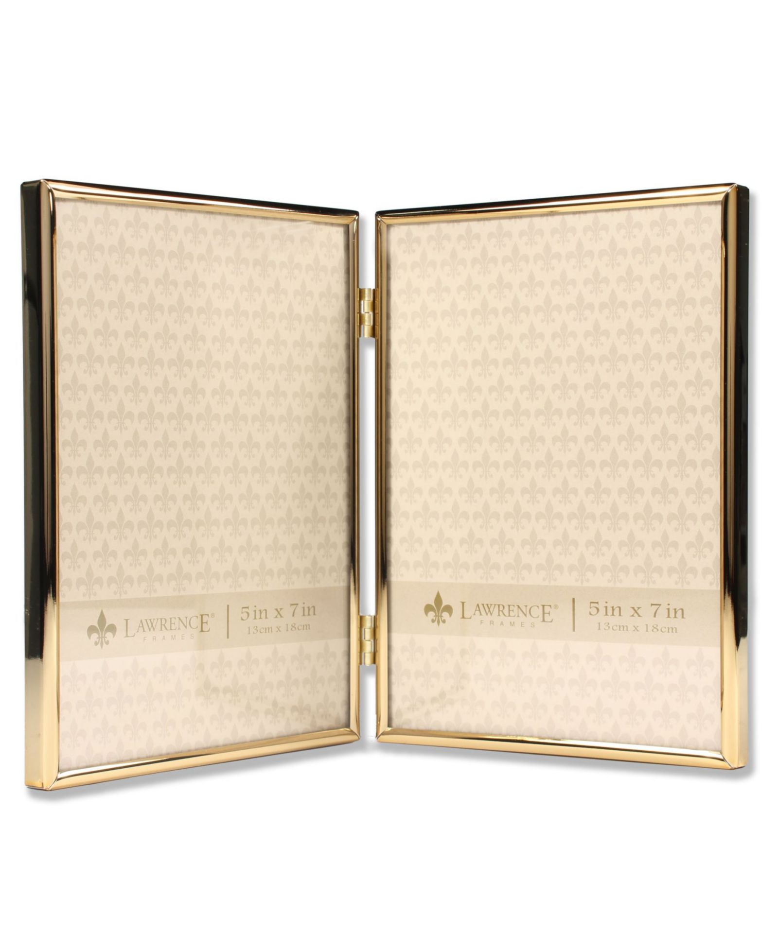 Металлическая фоторамка Lawrence Frames Hinged Double Simply Gold 5" x 7"