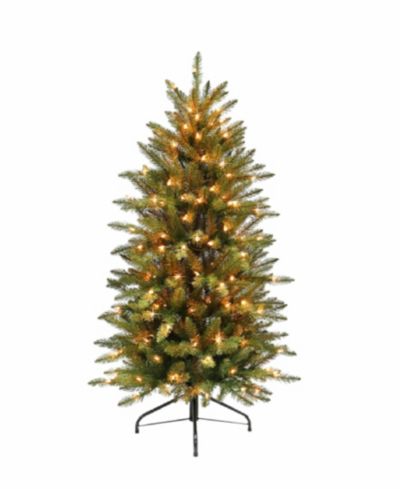 Puleo 4.5FT Pre-lit Slim Franklin Fir Artificial Christmas Tree