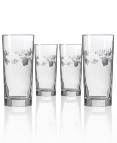 Rolf Glass Icy Pine Cooler Highball Glass 15oz - Set of 4 Glasses