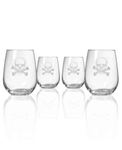 Набор из 4 бокалов Rolf Glass Skull and Crossbones без ножки, 17oz