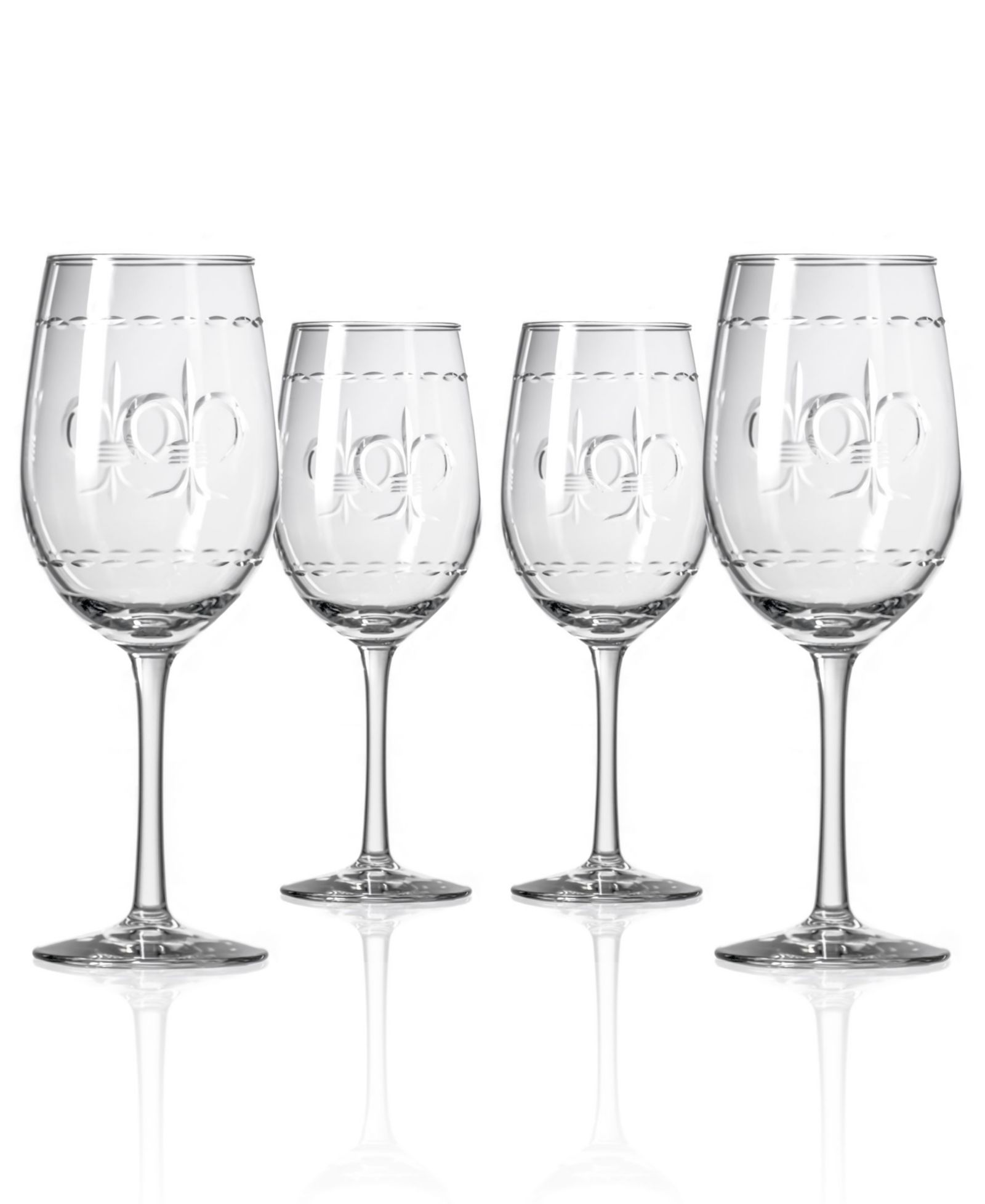 Rolf Glass Fleur De Lis White Wine Glass 12oz - Set of 4 Glasses