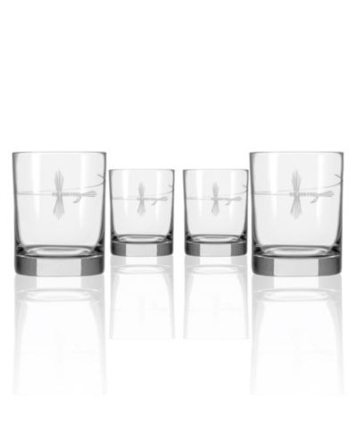 Rolf Glass Fly Fishing Double Old Fashioned Glass 13oz - Set of 4 Glasses