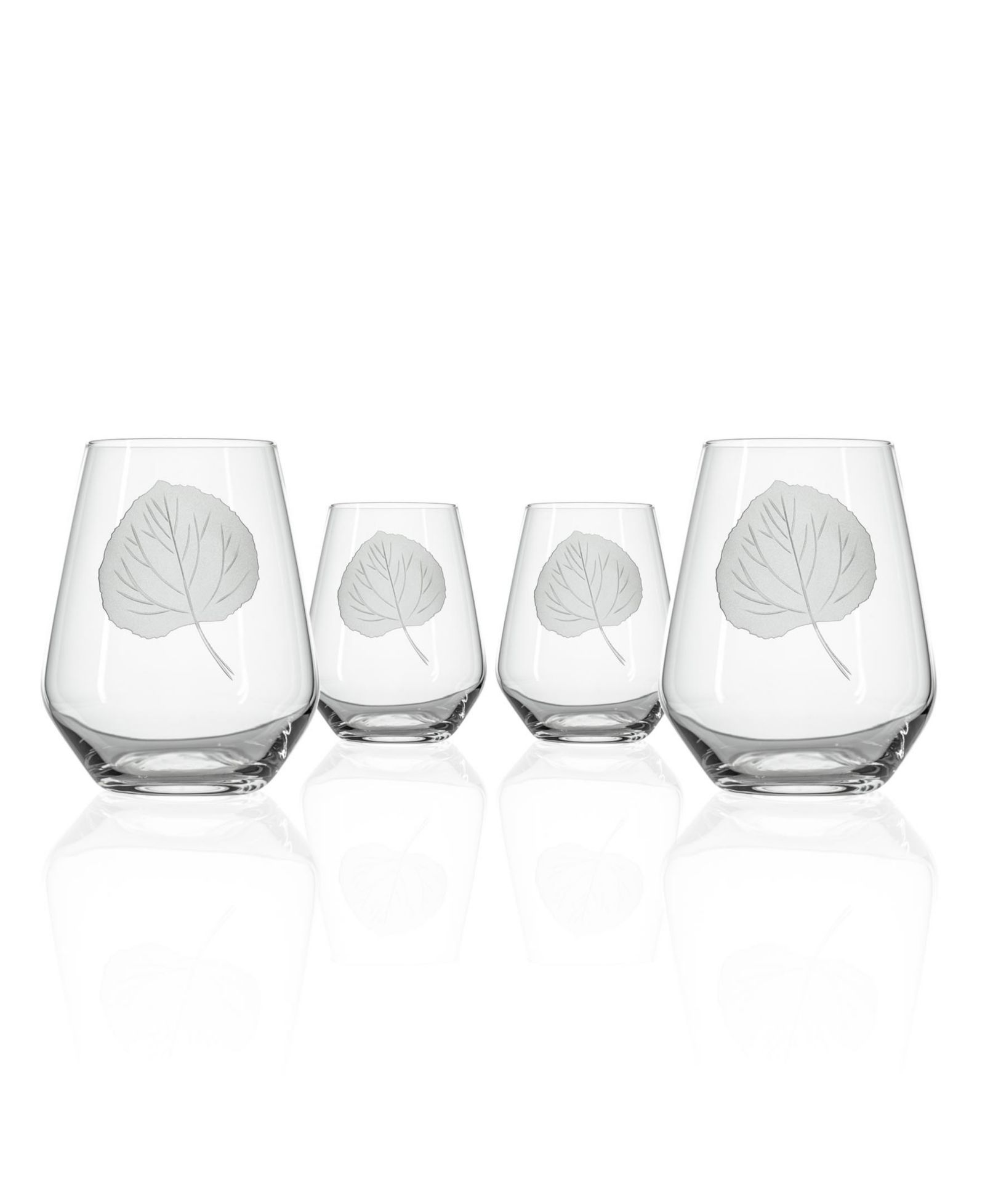 Набор бокалов Rolf Glass Leaf Stemless Wine Tumbler 18 oz. - 4 шт.