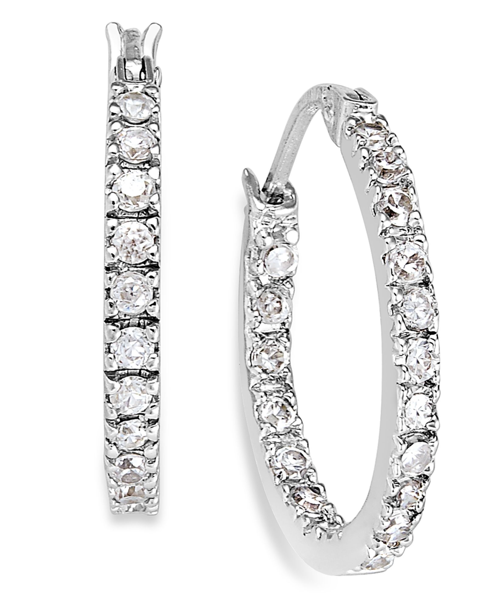 Giani Bernini Small Sterling Silver Earrings, Cubic Zirconia Hoop Earrings, 0.6", (3/4 ct. t.w.)