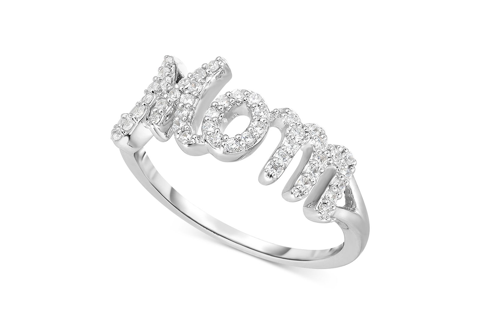 Кольцо Diamond "Mom" в серебряной оправе