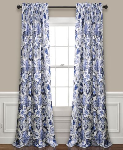 Lush Decor Cynthia Jacobean Room Darkening Window Curtain Panels Pair 52"W x 95"L+2" Floral Curtains for Living Room - Long Bedroom Curtains