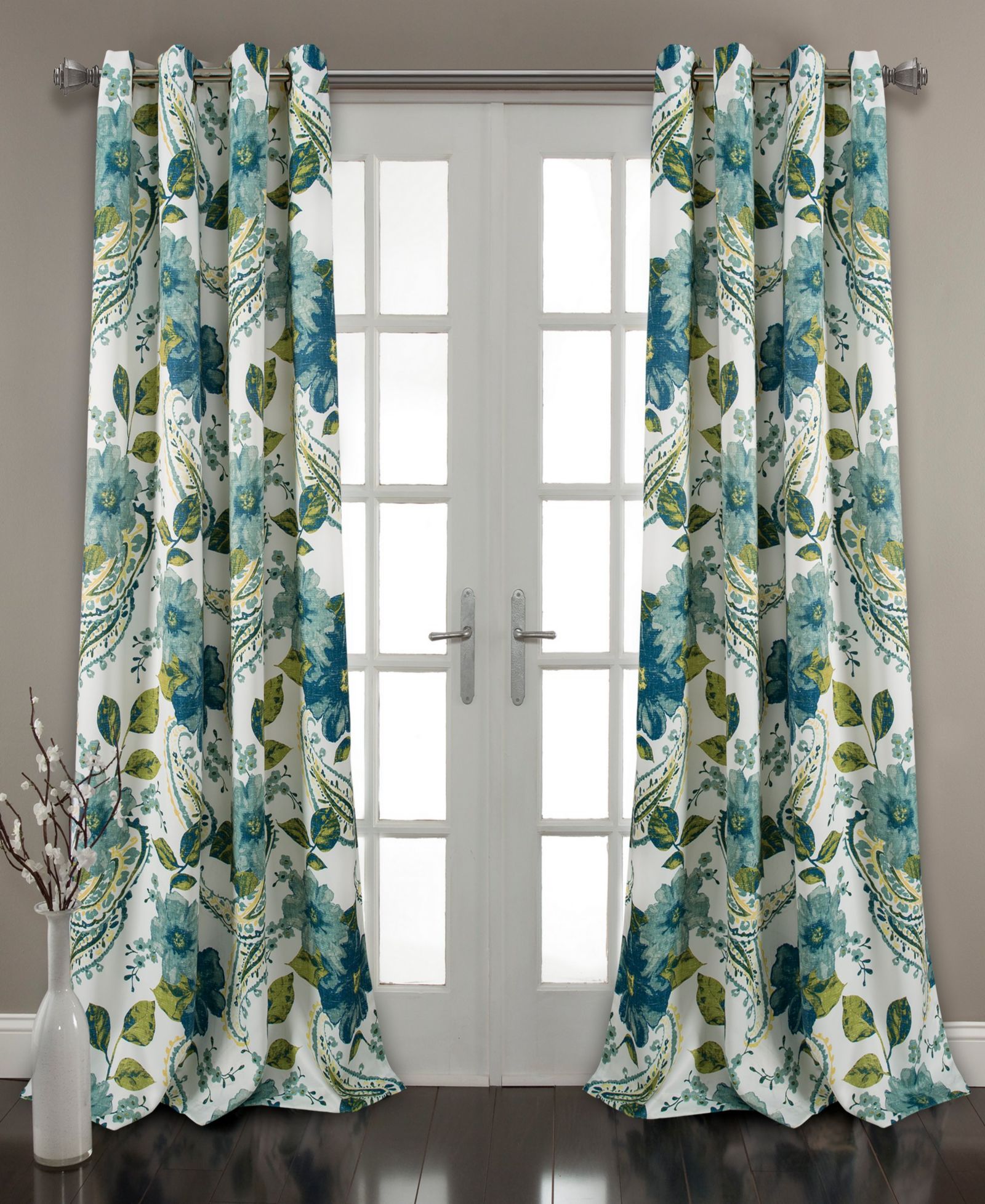 Lush Decor Floral Paisley Room Darkening Window Curtain Panels Pair - Floral Curtains for Bedroom - Cottage Living Room Curtains