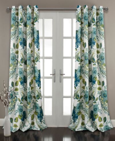 Lush Decor Floral Paisley Room Darkening Window Curtain Panels Pair - Floral Curtains for Bedroom - Cottage Living Room Curtains